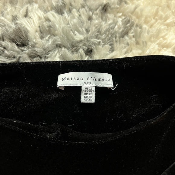 Maison D’Amelie Black Velvet Wrap Top - Picture 2 of 5